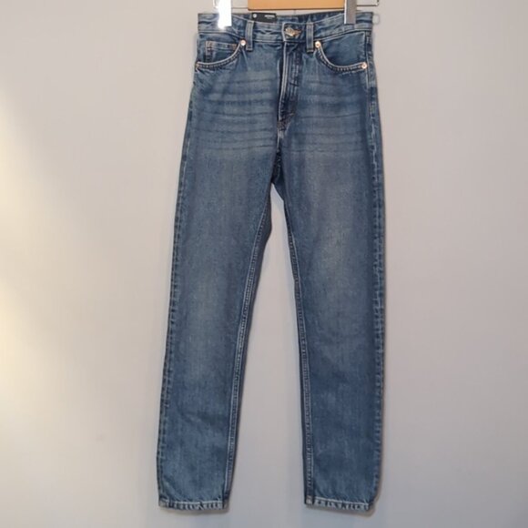 Monki Kimomo Jeans High Waisted Relaxed Slim Ankle Organic Cotton Denim - Picture 3 of 11